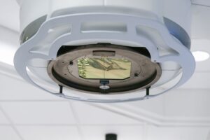Close-up of sophisticated medical imaging equipment in a laboratory setting.
