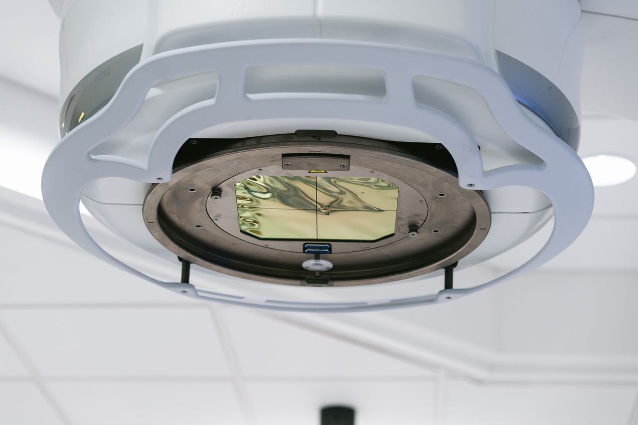 Close-up of sophisticated medical imaging equipment in a laboratory setting.
